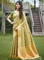 Organza Parrot Green Traditional Wear Printed Saree